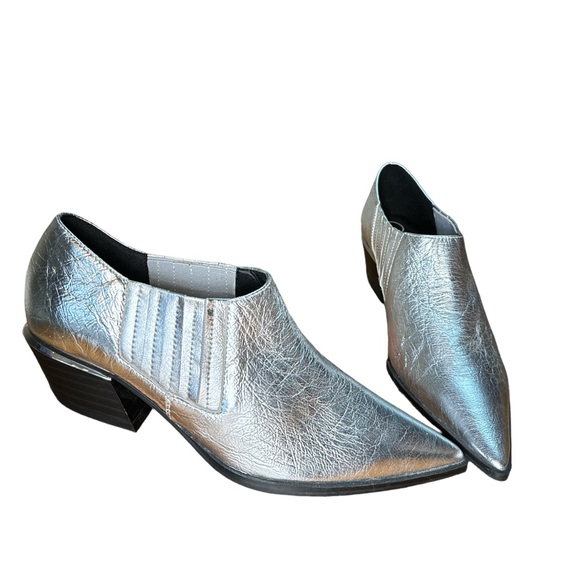 Calvin Klein New Silver Booties Cowboy Boots Western Women Size 6.5M Pointed Toe - Picture 8 of 11